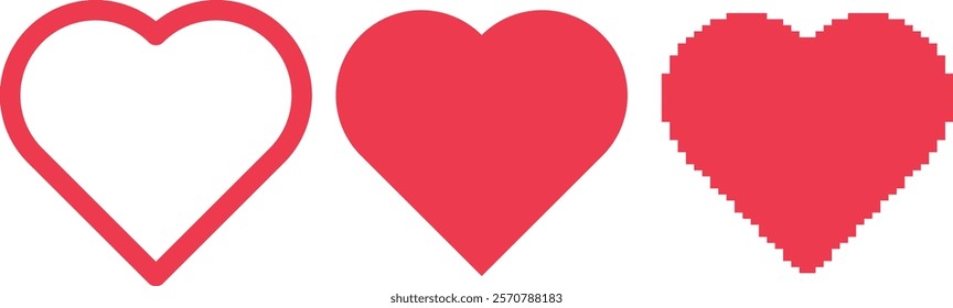 Vector red heart love. Concept: Valentine, love, romance.