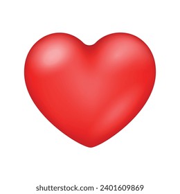 Vector red heart love shape isolated on white background.