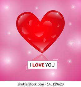 Vector red heart - I love you