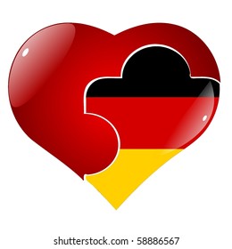 vector red heart with the national flag Germany on the puzzle