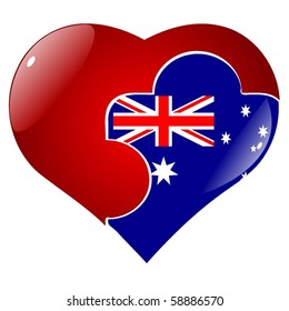 vector red heart with the national flag Australia on the puzzle