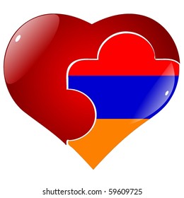vector red heart with the national flag of Armenia on the puzzle