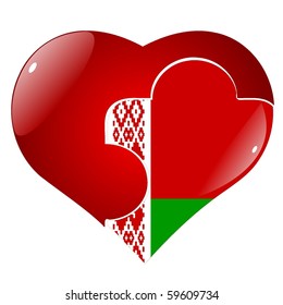 vector red heart with the national flag of Belorussia on the puzzle