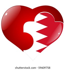 vector red heart with the national flag of Bahrain on the puzzle