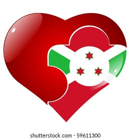 vector red heart with the national flag of Burundi on the puzzle