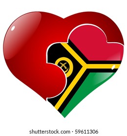 vector red heart with the national flag of Vanuatu on the puzzle