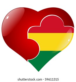 vector red heart with the national flag of Bolivia on the puzzle