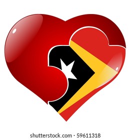 vector red heart with the national flag of East Timor on the puzzle