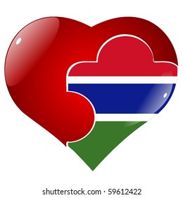 vector red heart with the national flag of Gambia on the puzzle