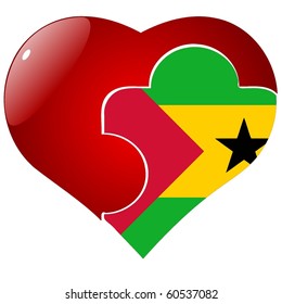 vector red heart with the national flag of Sao Tome and Principe on the puzzle