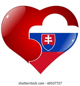 vector red heart with the national flag of Slovakia on the puzzle