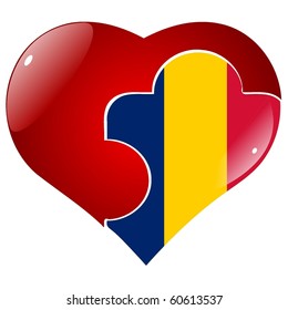 vector red heart with the national flag of Chad on the puzzle