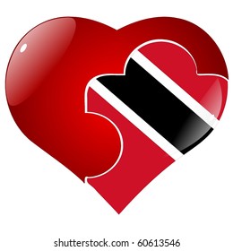 vector red heart with the national flag of Trinidad and Tobago on the puzzle