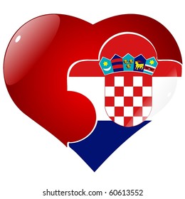 vector red heart with the national flag of Croatia on the puzzle