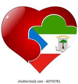 vector red heart with the national flag of Equatorial Guinea on the puzzle