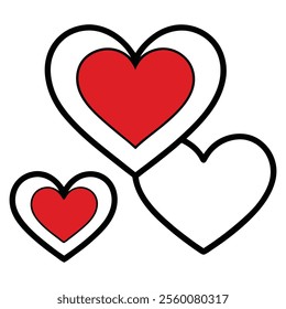 Vector red heart on white background for valentines day.