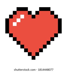 Vector red heart pixel art