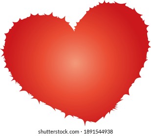 Vector red heart with a radial gradient and small thorns along the outline.