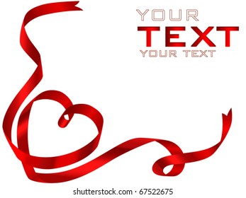 vector of red heart ribbon bow