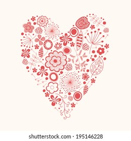 Vector red heart. Romantic backdrop, sweet design. Valentine's day card.