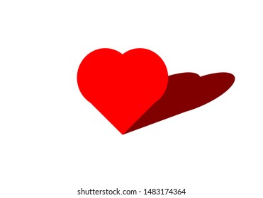 Vector of red heart and shadow use for wedding card or web template. 
