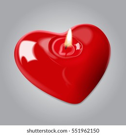 Vector Red Heart Shape Candle