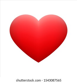 Vector red heart shape emoticon on white background. Glossy funny cartoon Emoji icon. 3D illustration for chat or message. Valentine´s Day card