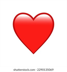 Vector red heart shape emoticon on background. Vector 10 eps.