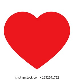 Vector red heart shape icon on white background. Heart, Symbol of Love and Valentine's Day. Vector illustration