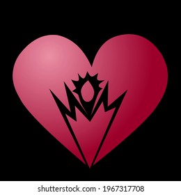 Vector red heart shape with "mom" in the middle