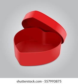 Vector Red Heart Shape Opened Box