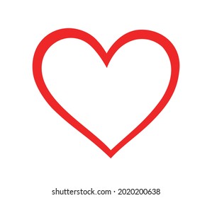 Vector red heart silhouette outline drawing.Love symbol.Valentine's day decoration stencil shape element.Birthday,wedding icon.Sign of friendship.Health care illustration.Clip art.Tattoo.Plotter cut.