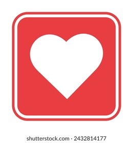 vector red heart in square icon
