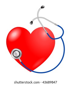 vector red heart and  stethoscope