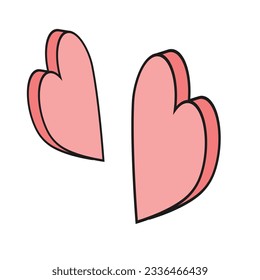 Pegatina del corazón rojo vector sobre un vector de fondo blanco.