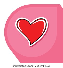 vector red heart  stickers design and pop art heart sticker Vector illustration  