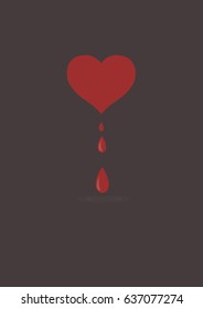 vector red heart symbol on dark background.