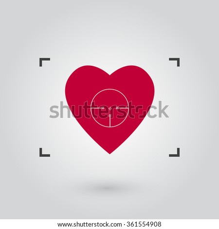 Vector red heart under aim illustration for your design.
