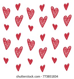 Vector red hearts. Design elements for Valentine's day. Perfect for holiday flat design. Love background red heart shapes texture pattern for valentine day. 