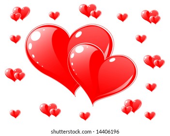 Vector red hearts - greeting card
