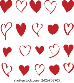 vector red hearts icon pack