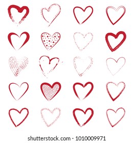 Vector red hearts icons set. Collection of design elements for Valentine's Day