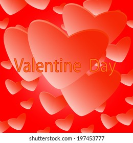 Vector red hearts on abstract background
