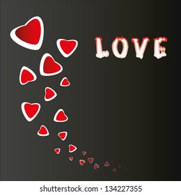 Vector Red Hearts on a Black Background