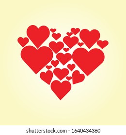 Vector red hearts on Valentine's Day. Origami. Elegant vector illustration.