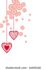 vector red hearts ornate background