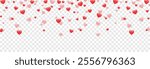 Vector red hearts png. Falling hearts on isolated transparent background. Valentine