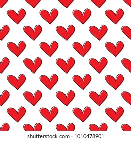 Vector red hearts seamless pattern. Collection of design elements for Valentine's Day