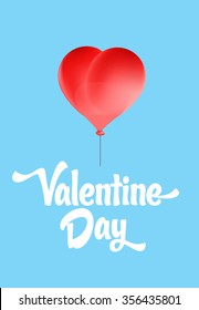 Vector red heart-shaped balloons set. Love elements with text ' valentine day' for a Valentine day card.