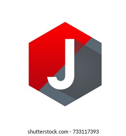 Vector Red Hexagon Initial J Graphic